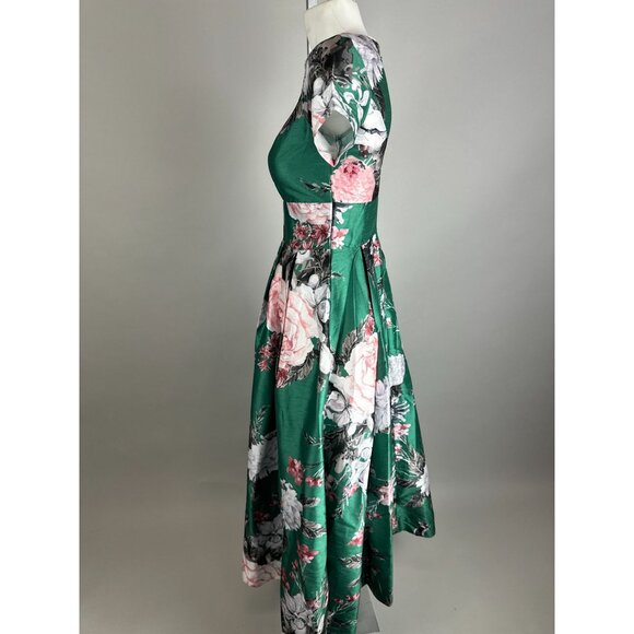 Eshakti Rose Bouquet Print Dupioni Banded Empire Maxi Dress Size XS/S Womens - Picture 5 of 6